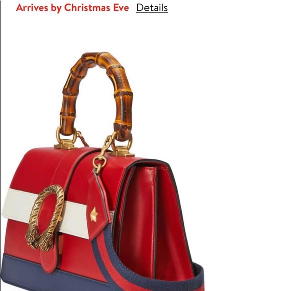 Gucci Blue/White/Red Leather Dionysus Medium Top Handle Bag